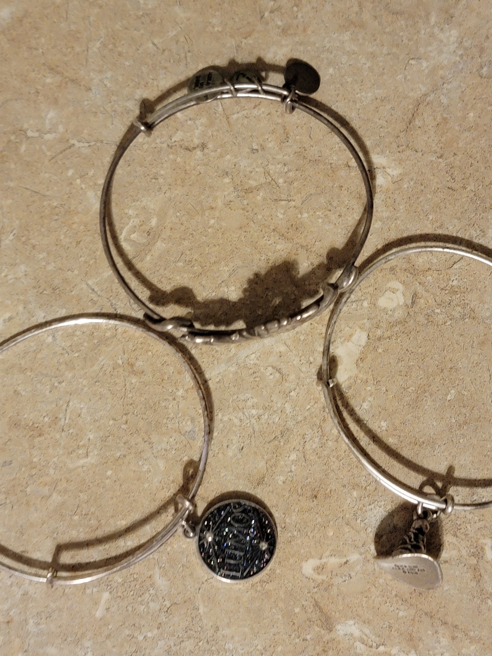 Alex and Ani Silver Tone Charm Bangle Trio
